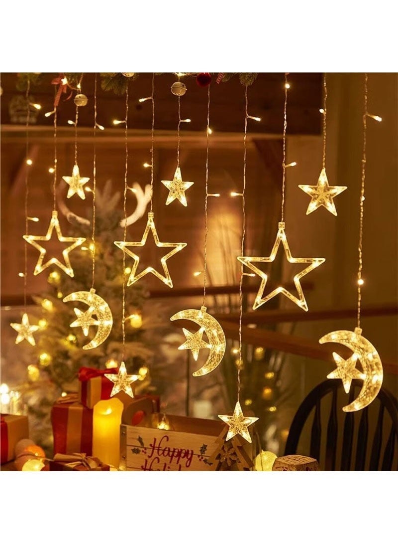 جايزهو زينة رمضان ، نوافذ أضواء سلسلة الزخرفية ، 3.5 متر 12 ليد ستار القمر سلسلة الستار أضواء لعيد الشكر عيد الميلاد هالوين رمضان عيد مبارك هالوين ديكور المنزل - Image 5